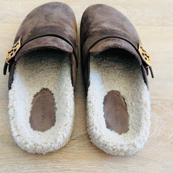 Tory Burch Mellow Suede Shearling Mules - Picture 7 of 12